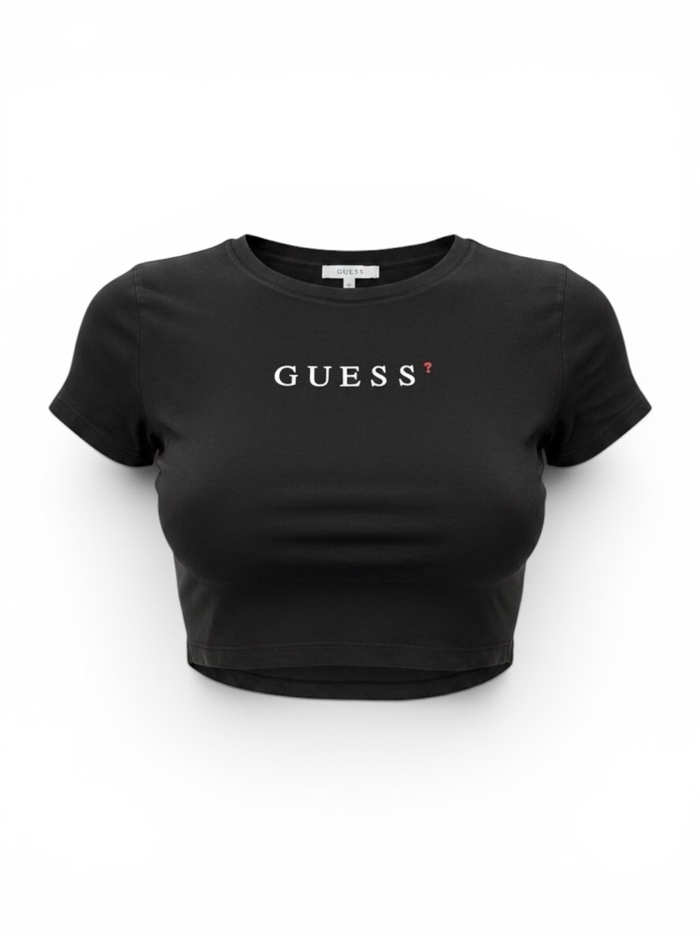 🇨🇦 Vintage 80s Guess USA Logo Black Crop Top XL 90s Minimalist